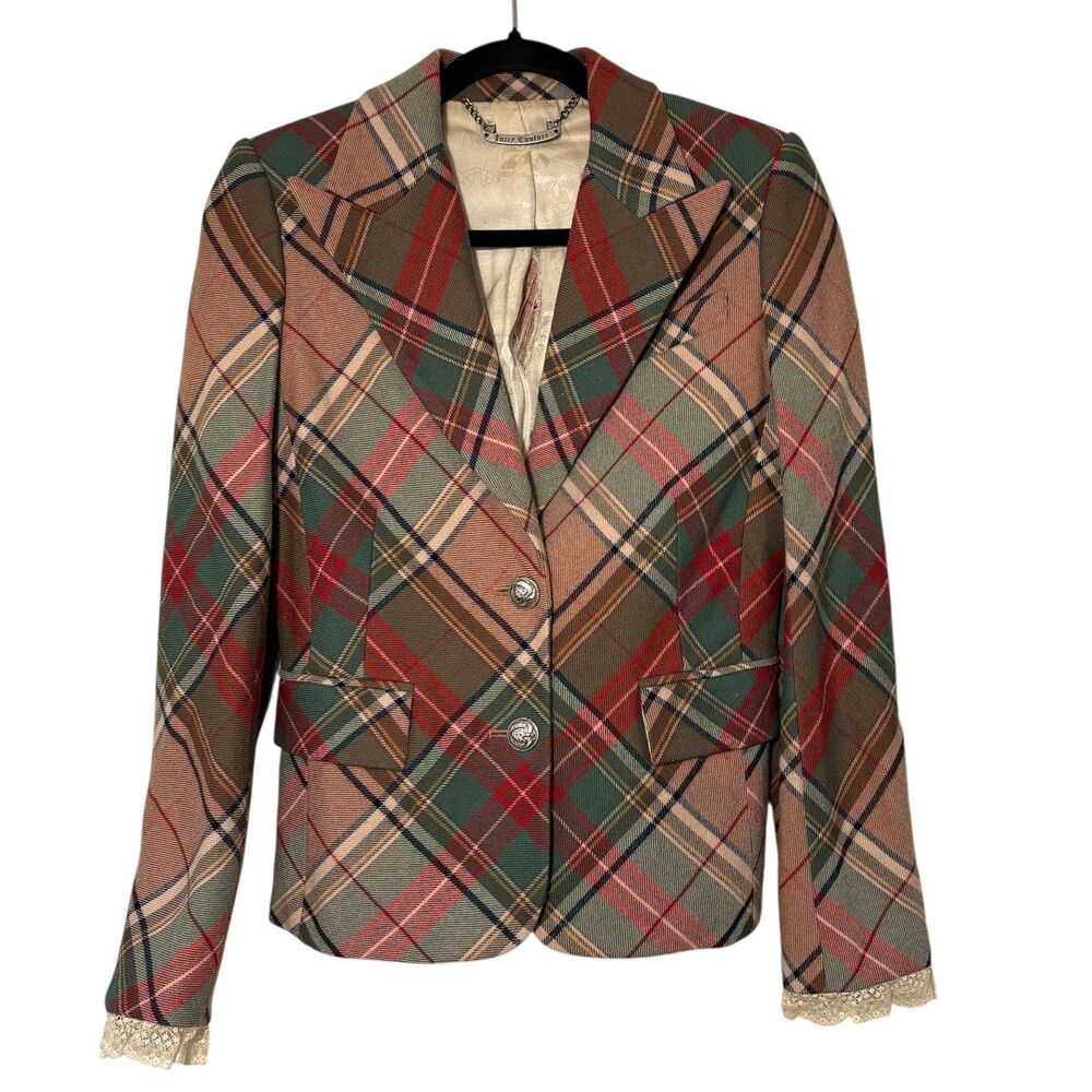 Juicy Couture Vintage Wool Plaid Blazer 4